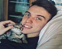 He likes cats and dolphins.